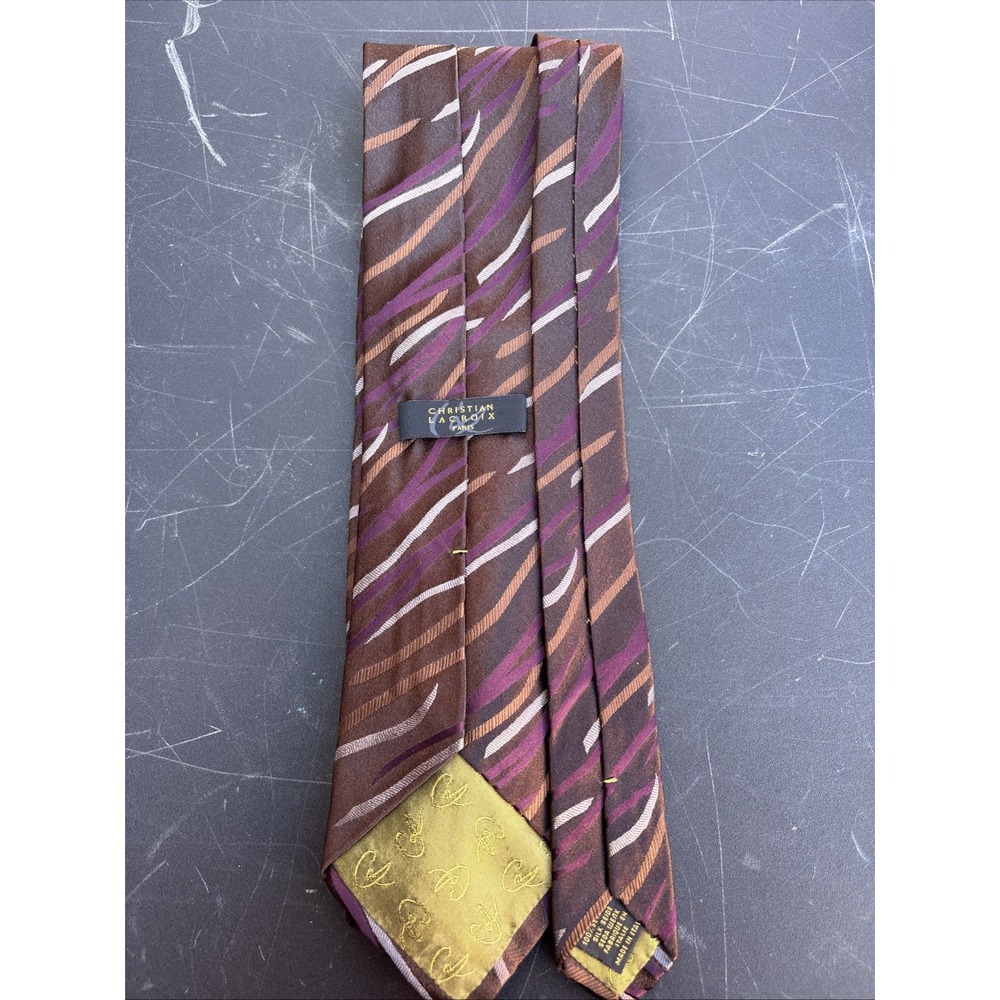 Christian Lacroix Men's Silk Tie Geometric Woven Multicolor Logo Made in Italy